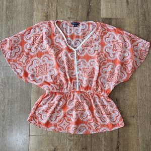 Banana Republic women's orange coral flutter sleeve peplum blouse size small